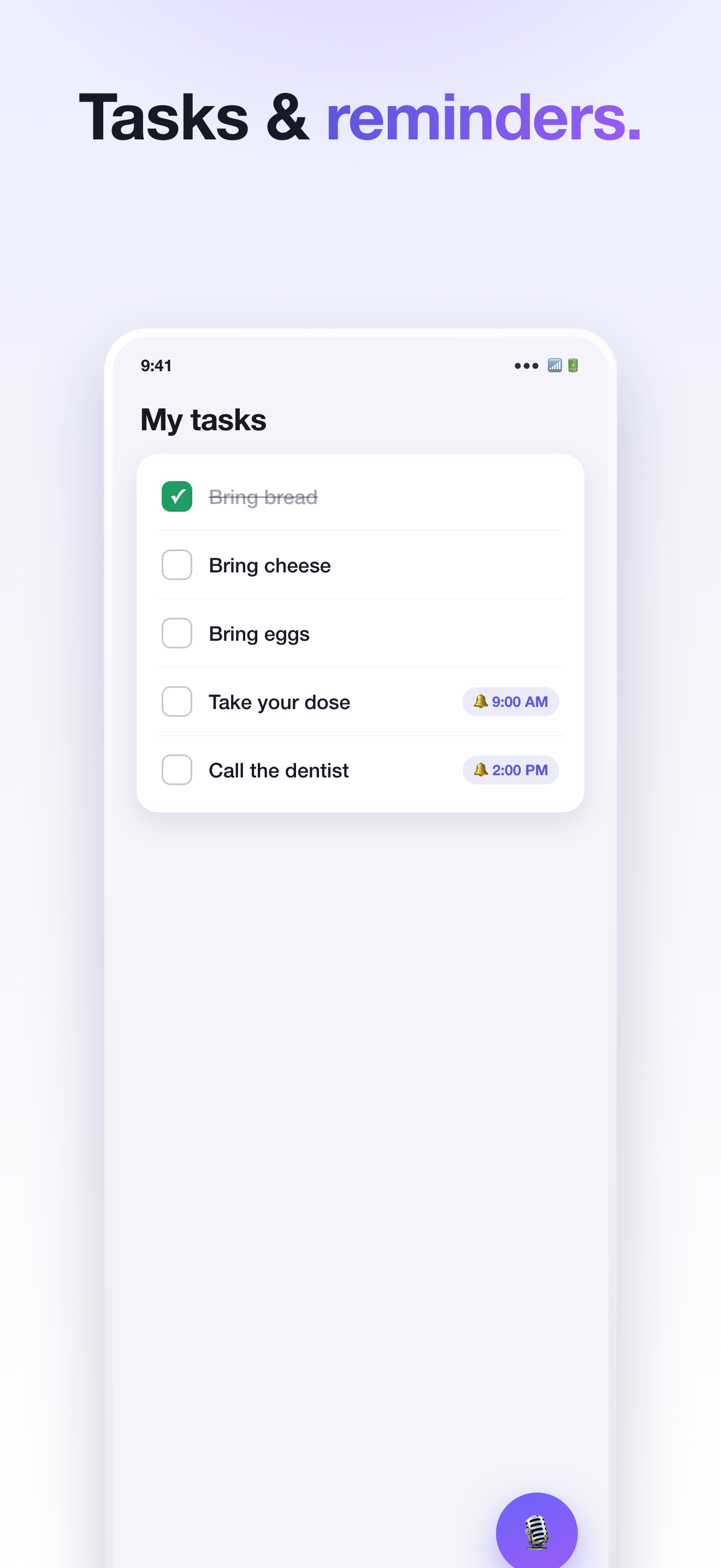Tasks and reminders